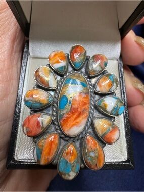 Ring Spiny OysterTurquoise Sterling Silver Statement Boho